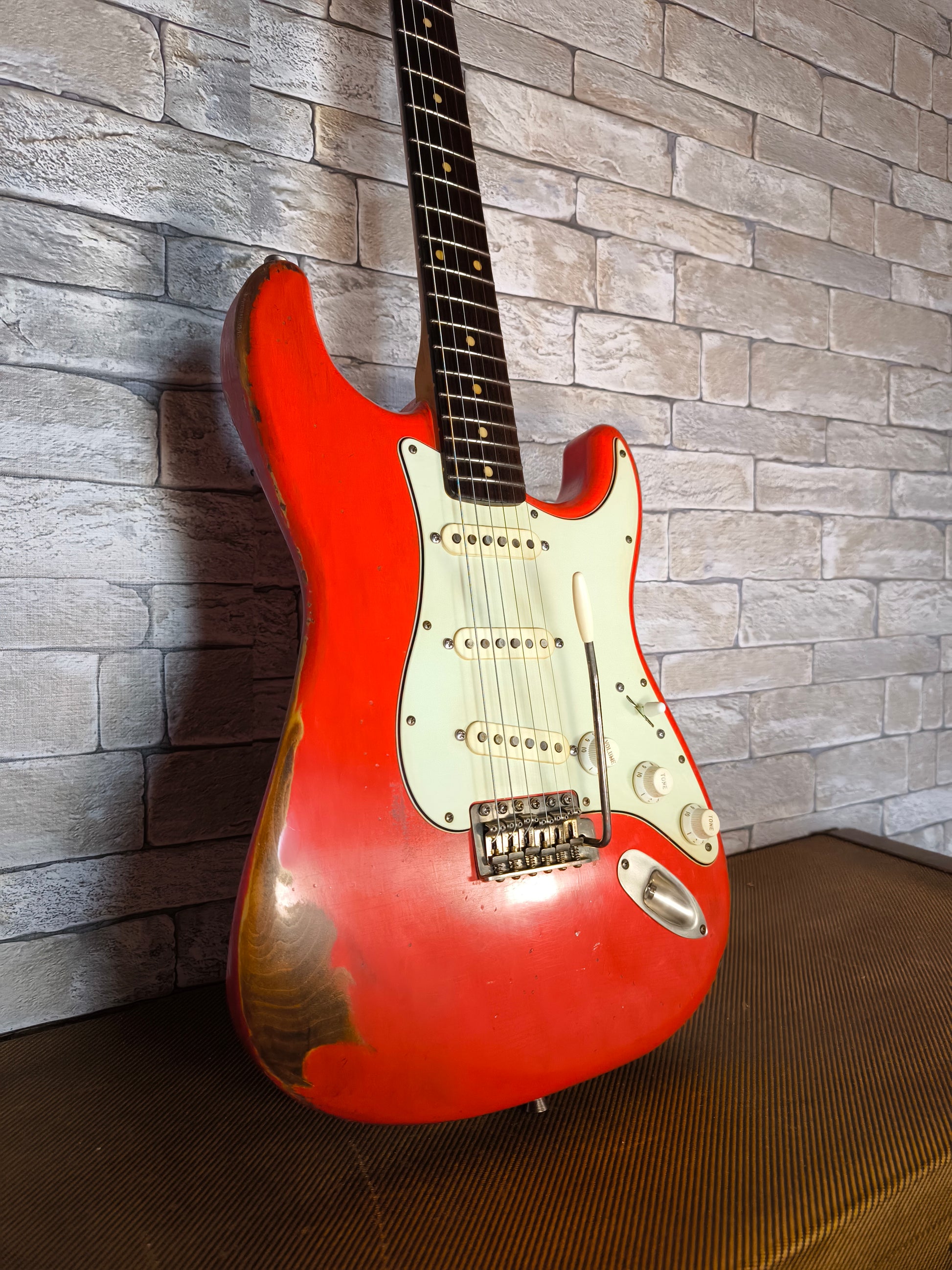 Stratocaster relic guitar stratocaster aged guitar Bad Dog Relic Guitars fender stratocaster fiesta red