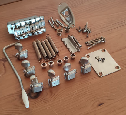 Strat Kit Hardware Deshined. WITH TREMOLO.