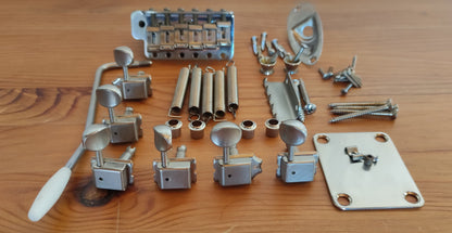 Strat Kit Hardware Deshined. WITH TREMOLO.